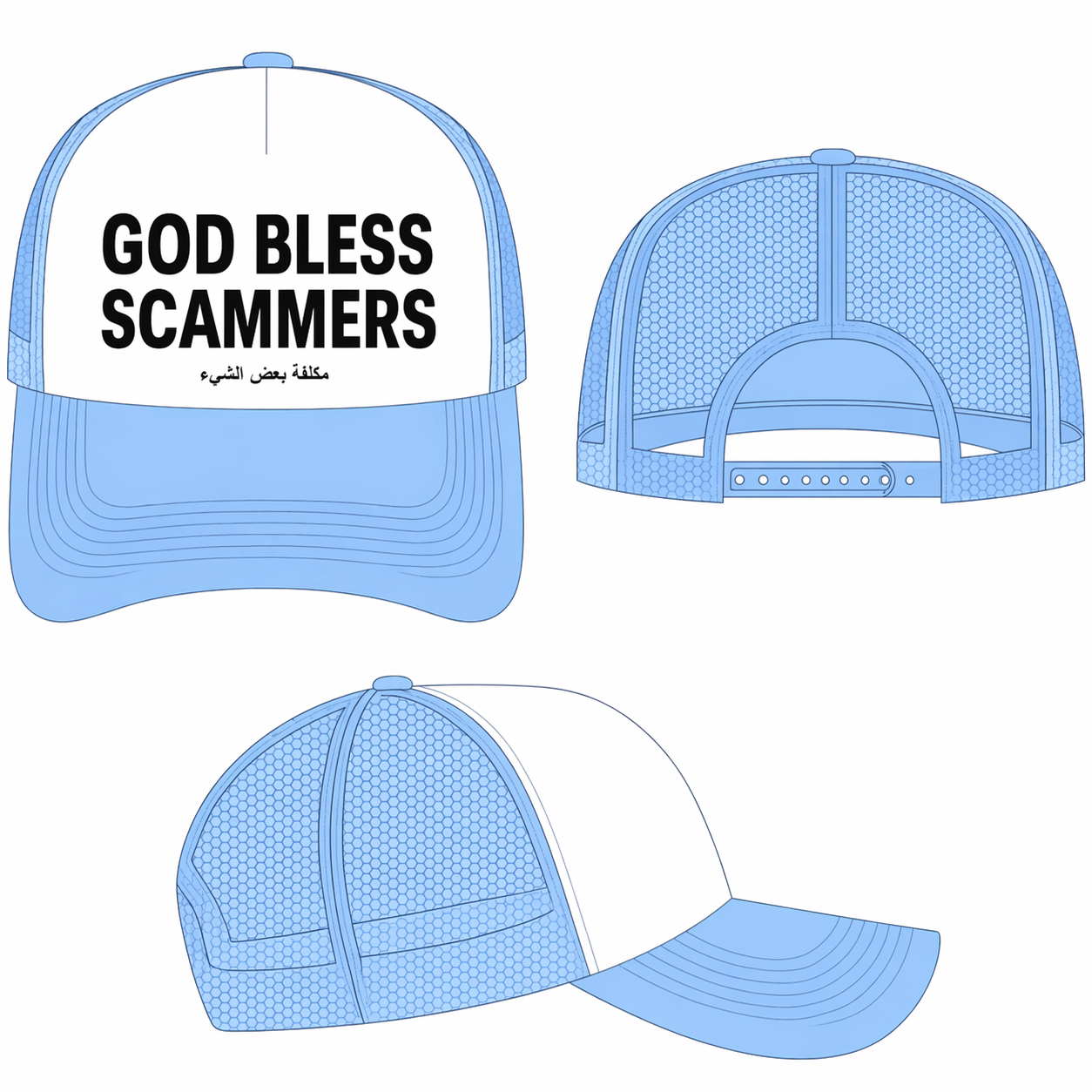 Czapka God Bless Scammers Baby Blue