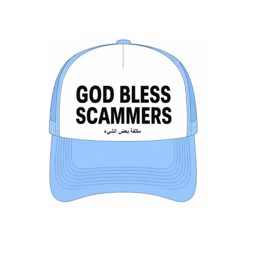 God Bless Scammers Baby Blue